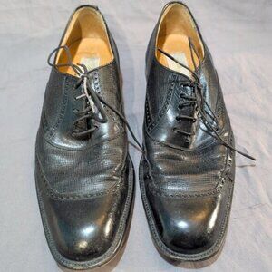 Mezlan Black Leather Textured Dress Shoes Oxford Derby Men Size 10